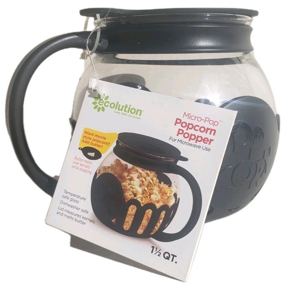 Micro-Pop Popcorn Popper 1.5 Quart with Lid for Microwave Use by Ecolution NWT